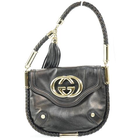 gucci black bag with tassel|Gucci bucket shoulder bag.